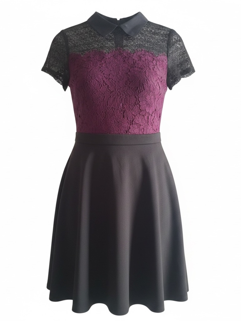 Elle Black & Burgundy Lace Dress